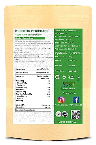 Herbs Botanica Aloe Vera Powder Organic For Hair Growth, Skincare, Haircare | Organic, Moisturizing, And Soothing Aloe Barbadensis Vegan No Gmo 5.3Oz | 150G #TOP1