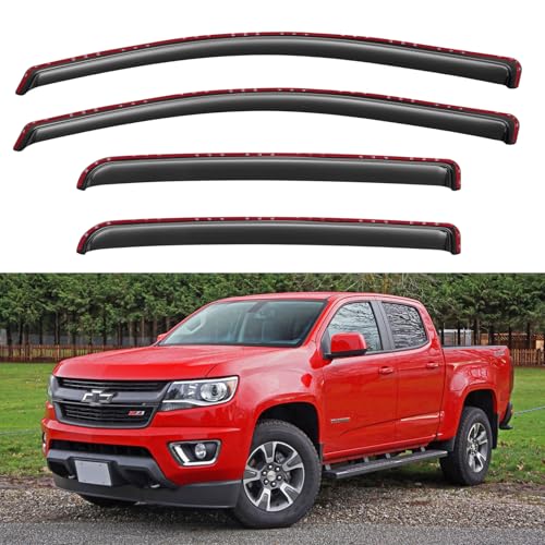 Image of in-Channel Window Visors Rain Guards for 2015-2022 Chevy Colorado Crew Cab, Window Vent Wind Deflectors Visors Shades for 15-22 Gmc Canyon Crew Cab