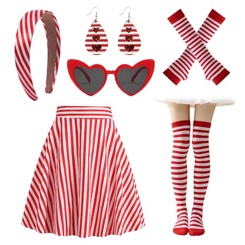 Costume à rayures rouges et blanches pour femme idéal soirées déguisées