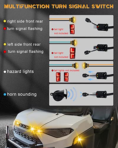 Image of NTHREEAUTO UTV Turn Signal Kit with Horn, Pre-Wired, Plug and Play UTV ATV LED Blinker with Rocker Switch, Hazard Light, Universal Street Legal Kit Compatible with Polaris, Ranger RZR XP Turbo