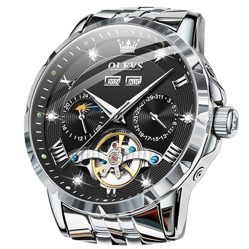 Image of OLEVS Mens Automatic Watches Self Winding Mechanical Luxury Dress Stainless Steel Waterproof Wrist Watches for Men