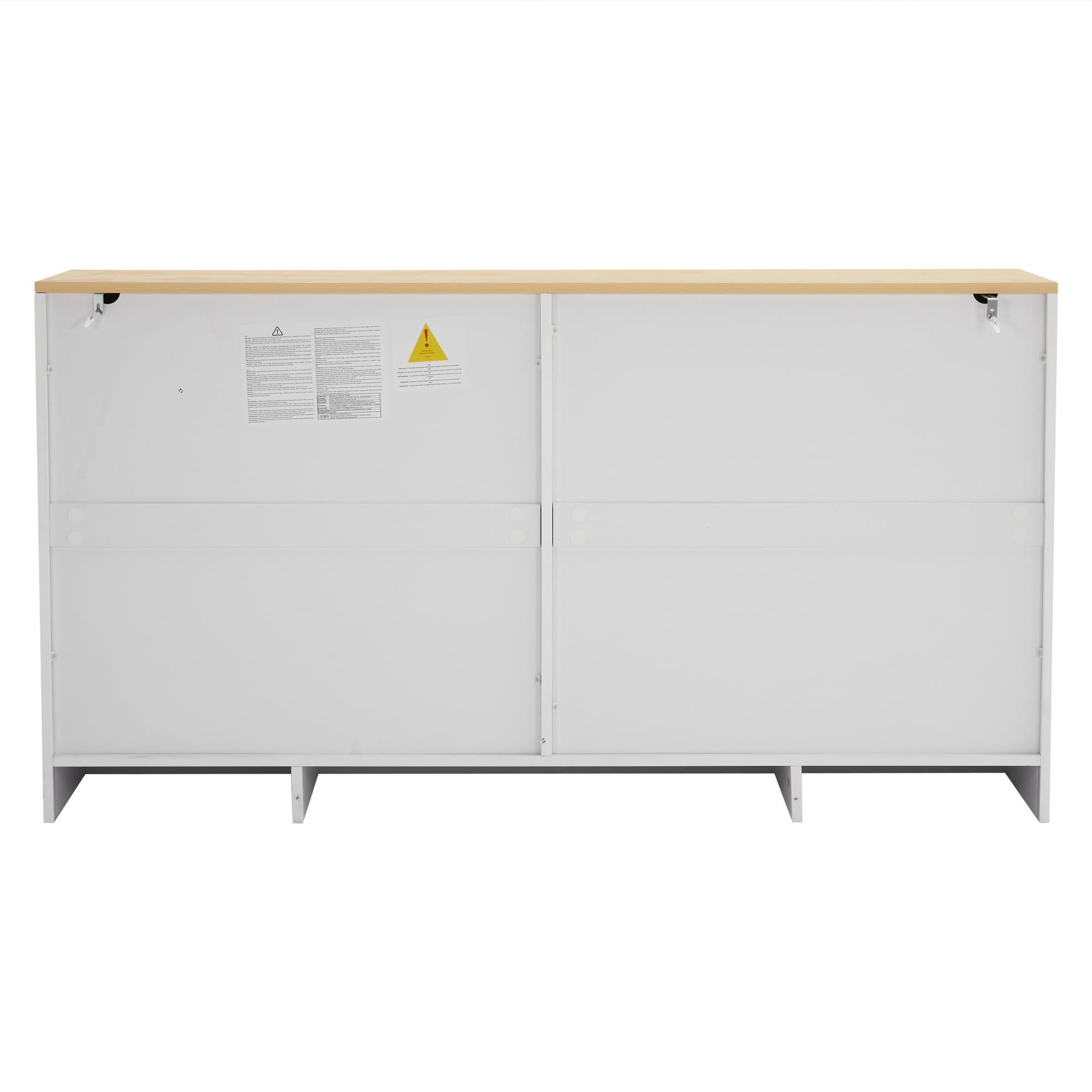 I0I&I0I Sideboard Weiß Eiche, Buffetschrank mit 4 Schubladen & 4 Türen im Landhausstil, Kaffeebar & Lagerschrank aus Holzoptik für Küche, Esszimmer & Wohnzimmer (140x40x75 cm)