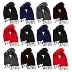 12 Pack Fleece Winter Scarves, Warm Winter Scarf Multi-color Bulk Wholesale, Unisex Men Women