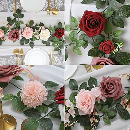 Garisey 5FT Artificial Rose Flower Burgundy Fake Floral Garland for Wedding Ceremony Backdrop Arch Flowers Table Centerpieces Decorations - Image 2