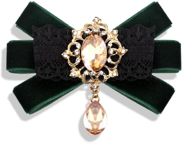 JSEIAJB Vintage Bow Tie Men's and Women's Crystal Lace Brooch Solid Color Business Shirt Accessories