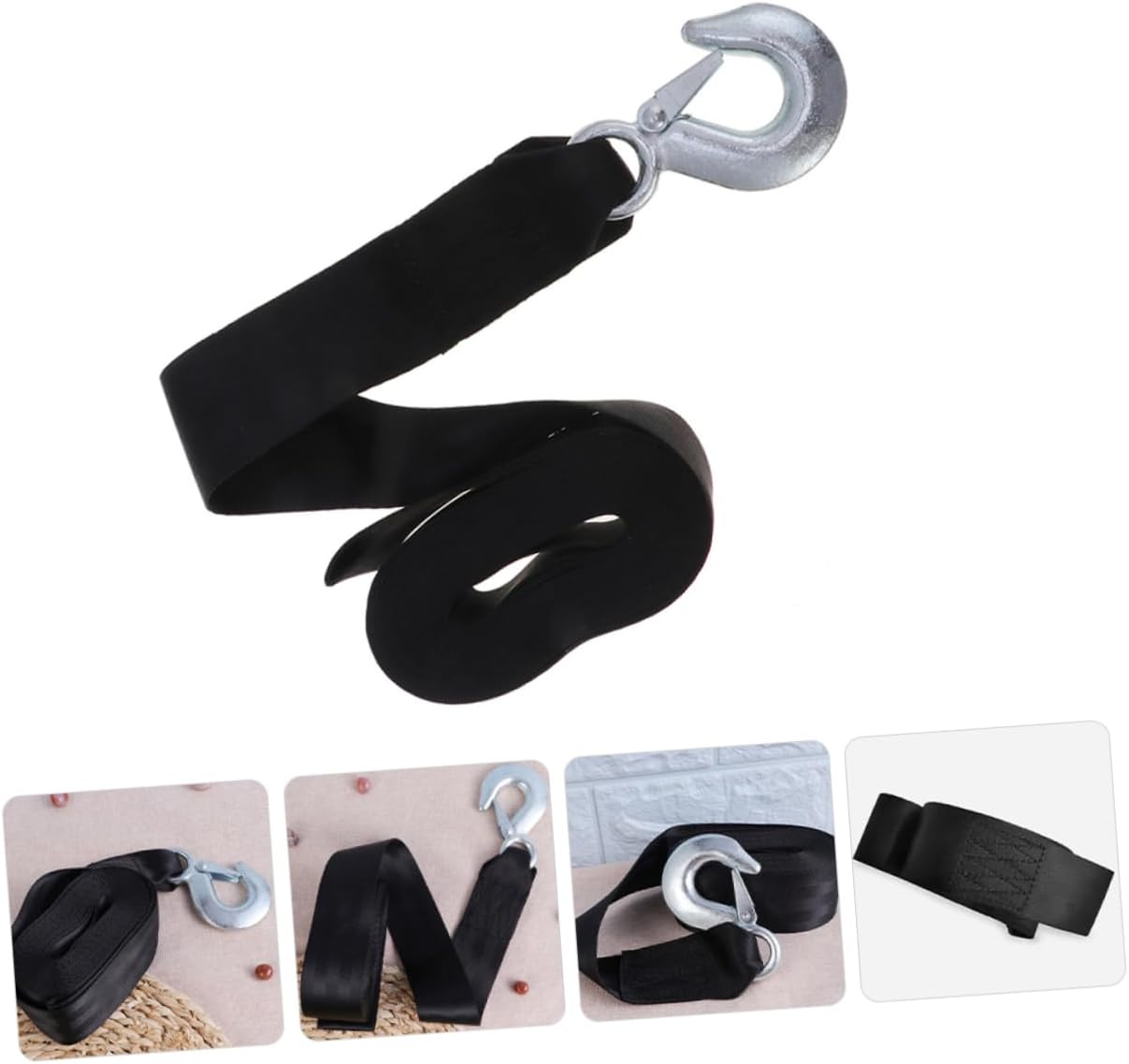 Winch Straps with Quick Connect Hook Durable Tow Straps for Truck Car Motorcycle and ATV Versatile Emergency Towing with Reinforced Webbing