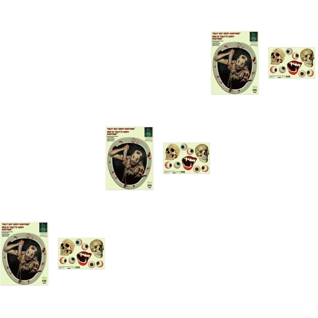 PRETYZOOM Klodeckel Zu Machen Aufkleber 3 Sets Badezimmer Wandaufkleber Halloween Leuchtende Toilettenaufkleber Streiche Für Erwachsene Gruselige Blutige Aufkleber Beige