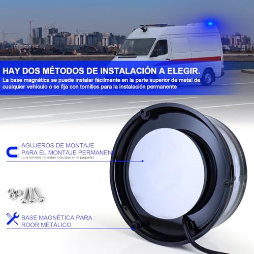 Luces intermitentes azules Dinfu para evitar accidentes con fijación magnética 12v 4