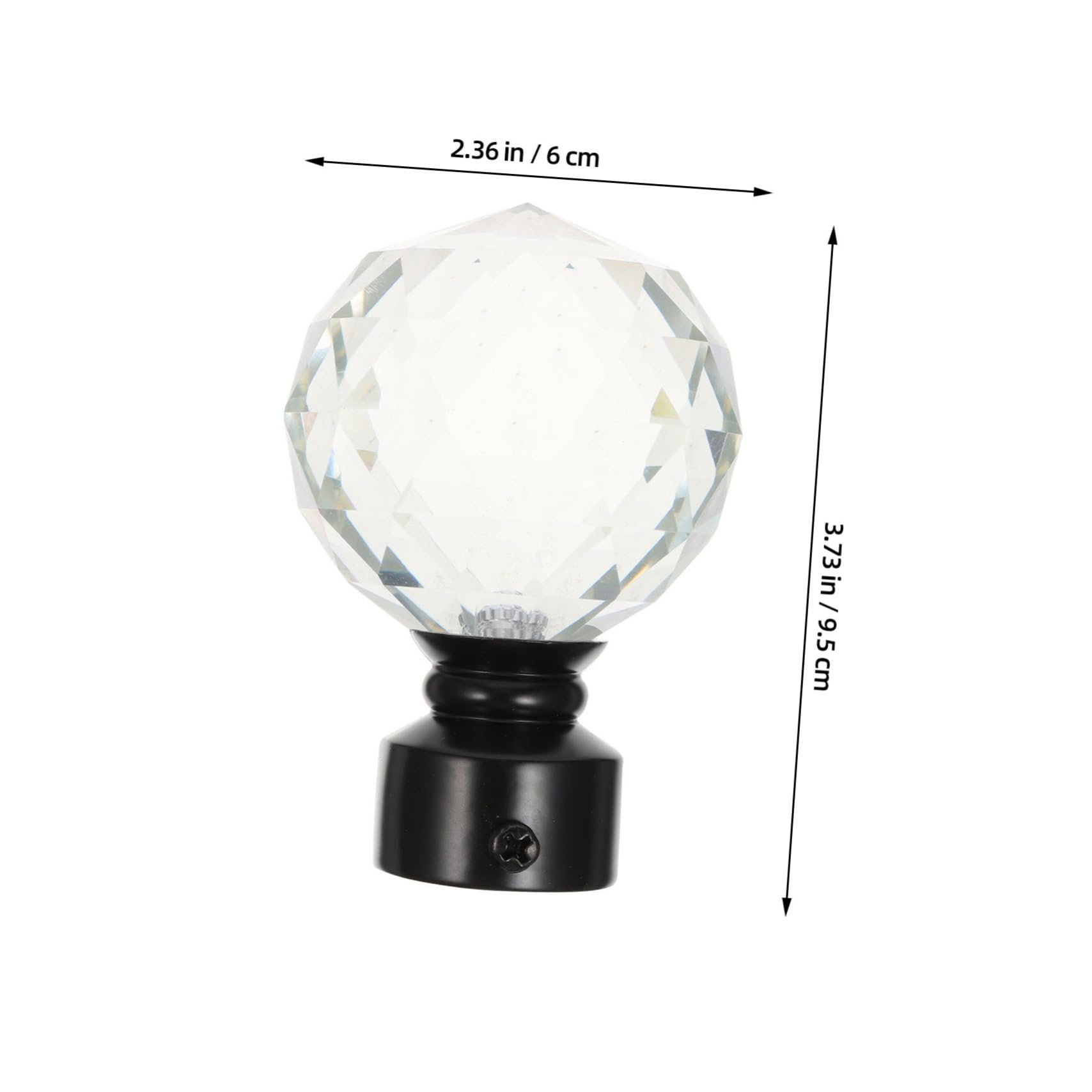 Veemoon Embouts de Tringle à Rideaux en Cristal, Lot de 2, Fer Noir | Style Simple Rétro, pour Maison et Chambre, Accessoires de Finition pour Tige de Rideau