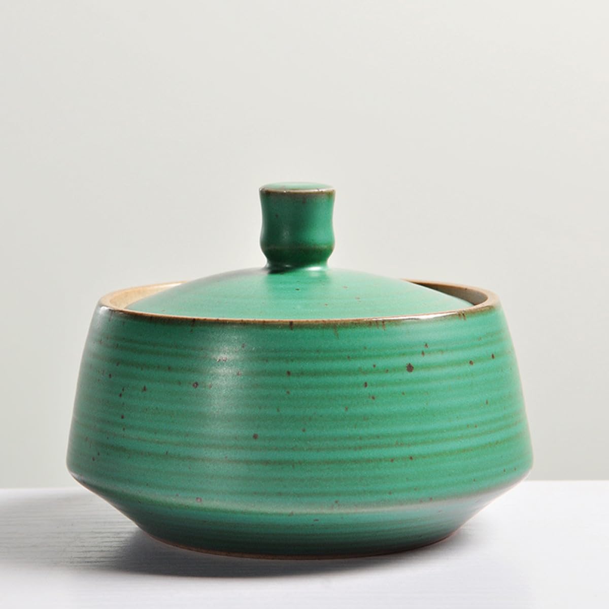 NUOBESTY Tarro de Cerámica Artesanal Japonés para Almacenamiento de Té Suelto, Pequeño Bote Vintage Esmalte Azul Hierro, Recipiente Hermético para Cocina y Conservación de Alimentos