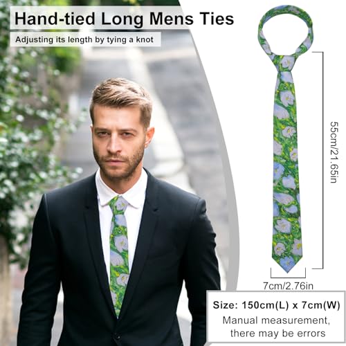 Image of Luckyvestir Mens Ties, Sage /Dusty Blue /Pink Floral Ties for Men, 2.76 inch Cotton Flower Necktie for Wedding /Groomsmen /Party