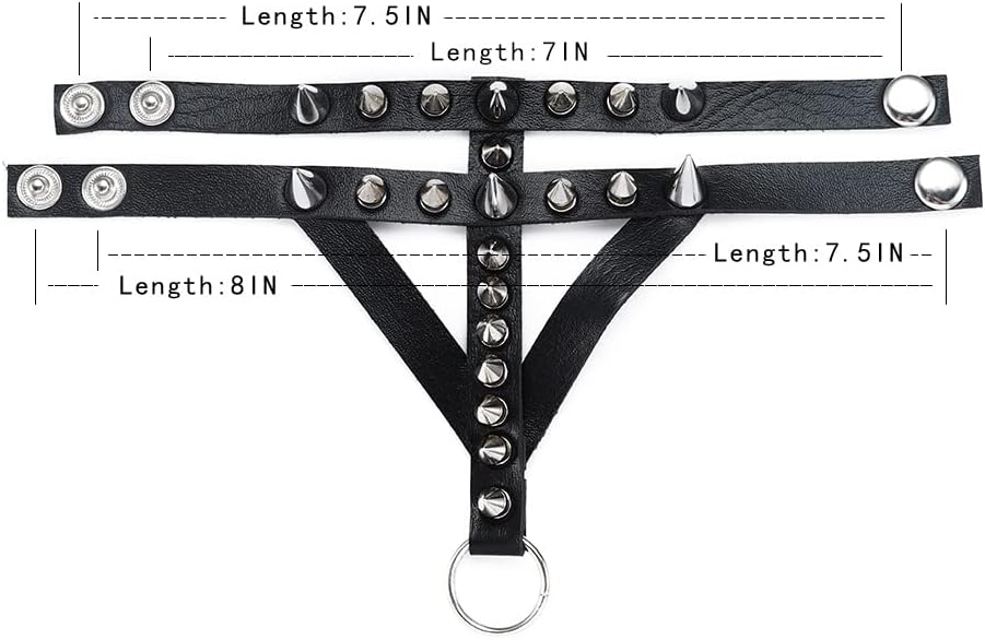 Punk Leather Bracelets Spiked Studded Bracelet Gothic Rock Bracelets with Ring Black Cuff Wristband for Women and Men - Image 6