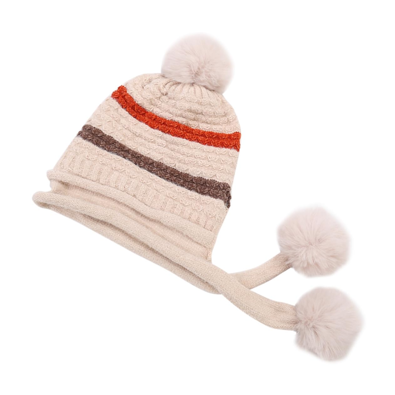 SHERCHPRY 2piezas Gorro De Lana para Mujer Pompones Decorativos Gorro De Esquí Cálido y Cómodo Diseño De Punto Elástico para Actividades Al Aire Invierno Beige