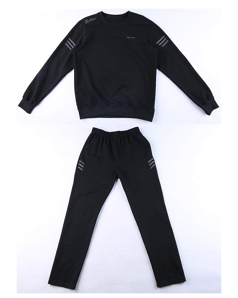 DAIHAN Uomo Ricamo a Lettera Tuta da Ginnastica a Tinta Unita, Felpa con Scollo a Girocollo & Pantaloni Lungo da Jogging Fitness Sportive Grandi Dimensioni