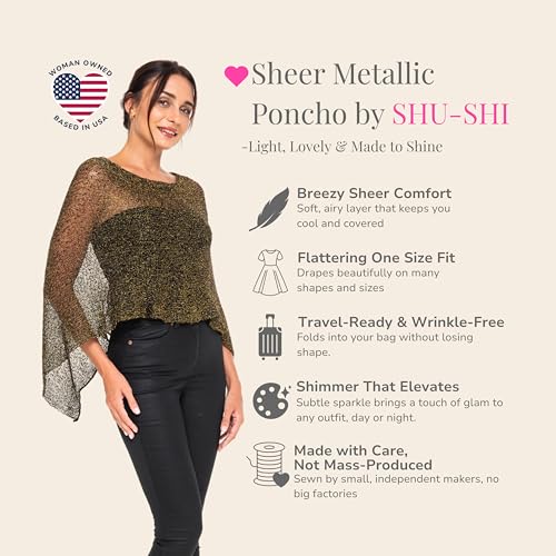 Image of SHU-SHI Womens Sheer Knit Poncho Shrug Lightweight Cover Up One Size Fits Most