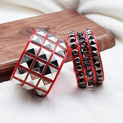 Pulsera punk unisex de cuero con tachuelas metálicas miniatura 3