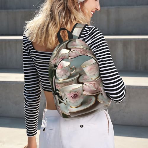 Mochila de senderismo al aire libre con rosas románticas bolsa casual de pícnic 7