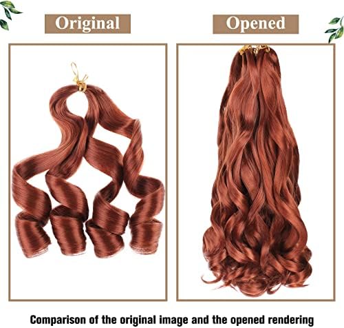 COOKOO 9 Packs Ginger French Curl Braiding Hair 10 Inch Cooper Red French Curls Box Braids with Curly Wavy Ends Pre-Stretched Wavy Texture Braiding Synthetic Hair for Black Women 350#