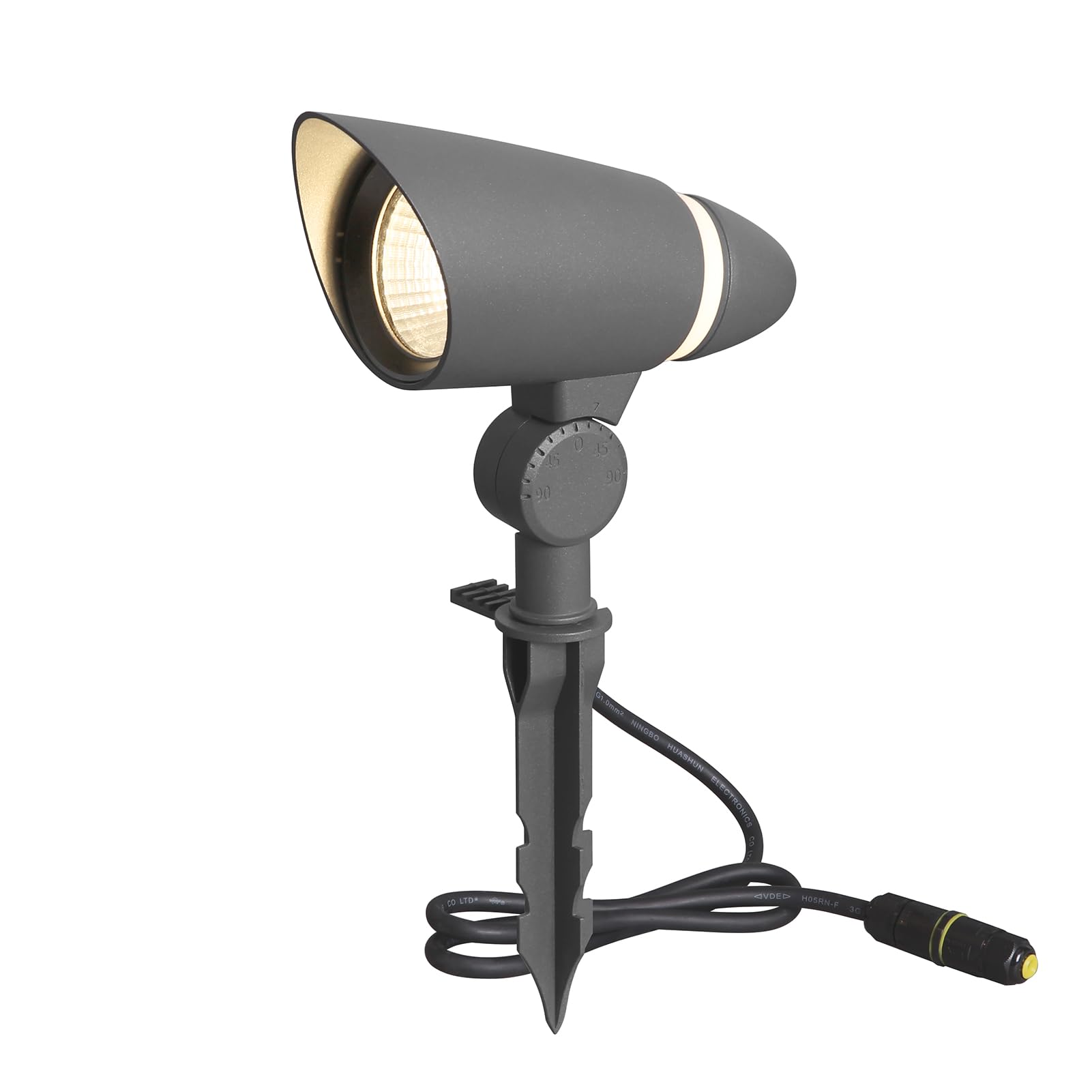 DAWALIGHT Illuminazione da Giardino 10W 800lm Faretto LED con Picchetto 3000K Bianco caldo IP65 Impermeabile Faretto da Giardino per Esterni Prato Sentieri, Alluminio, Grigio scuro