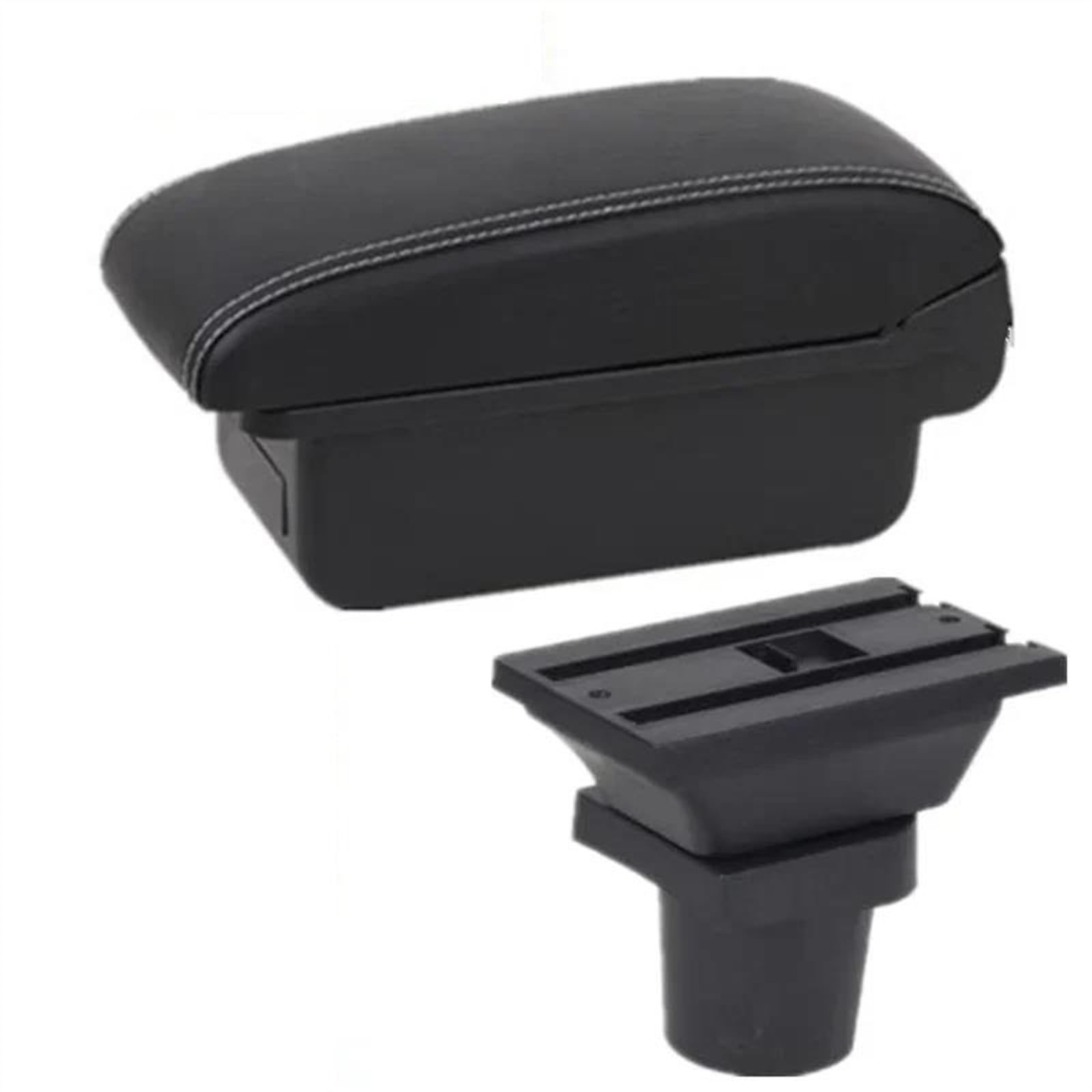 NMJLQW Storage Rack Armrest Box With Multifunctional Support PU Upholstered Car Interior Modification Accessories For Corsa 2020-2024(A white line No USB)