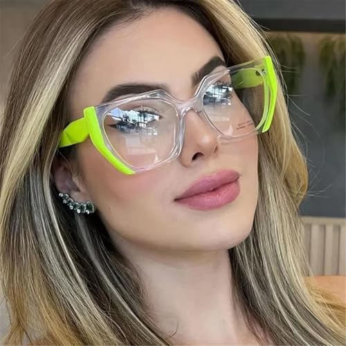 Retro Polygon Green Glasses Frame Women Fashion Double Color Clear Anti-Blue Light Eyewear Men Optical Frame2