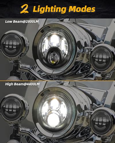 Image of XPCTD 7 Inch LED Light With Mounting Bracket For Touring Street Glide Road King Ultra Classic Electra Glide Fat Boy Tri Cvo Heritage Softail Slim-Black
