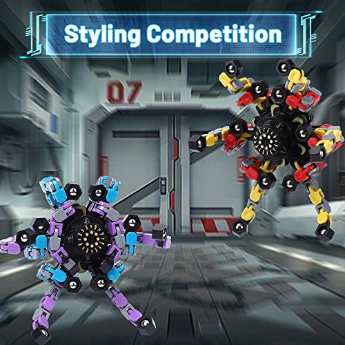 Image of Dilabnba 20 PCS Transformable Chain Robot Fidget Spinner Finger Toy DIY Deformation Robot Mechanical Spinner for Kids Adults Stress Relief, Gifts for Prize Stuffer Party Favor