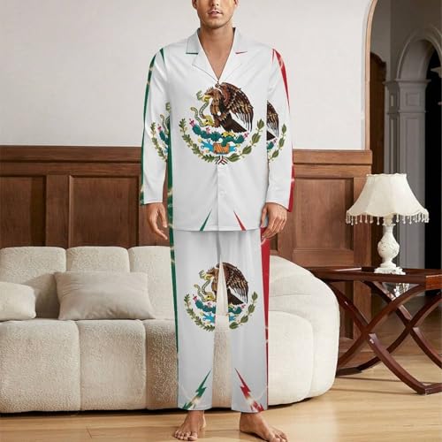 Men's Long Sleeve Pajama Set Classic Button Down Pajamas Long Pants Sleepwear2