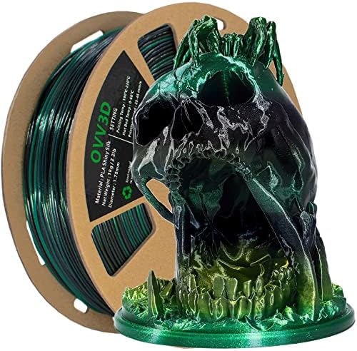 PLA Filament 1.75mm, 3D Printer Filament Silk Black Green Color Changing, Silk PLA Filament with Glitter Flecks, 3D Printing Filament 1.75 +/-0.02mm, 1kg