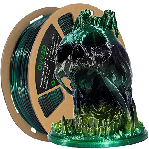 Pla Filament 1.75Mm, 3D Printer Filament Silk Black Green Color Changing, Silk Pla Filament With Glitter Flecks, 3D Printing Filament 1.75 +/-0.02Mm, 1Kg #TOP2