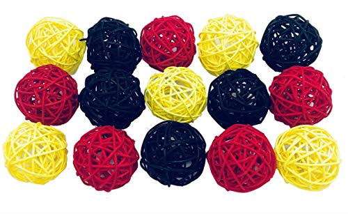 Fascola 15PCS Mixed Red Yellow Black Wicker Rattan Ball Wedding Christening Baby Shower Nursery Mobiles Decoration