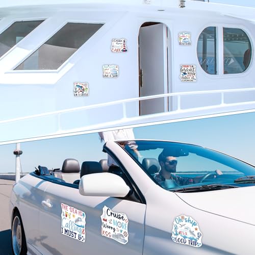 Image of 10PCS Cruise Door Magnets Decorations Large Magnetic Stickers for Cruise Ship Cabin, Fridge & Car, Funny Anchor & Ship Design, Vacation Party Decor for Carnival, Holiday & Family Trips