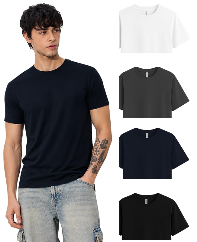 Image of Sleepynuts Men's Everyday Wear Crew Neck Regular Fit T-Shirt | Half Sleeve Solid Plain Casual T-Shirt for Men | Soft Breathable Fabric |