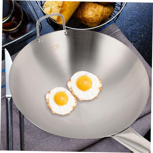 Wok de acero inoxidable con mango sencillo práctico miniatura 5