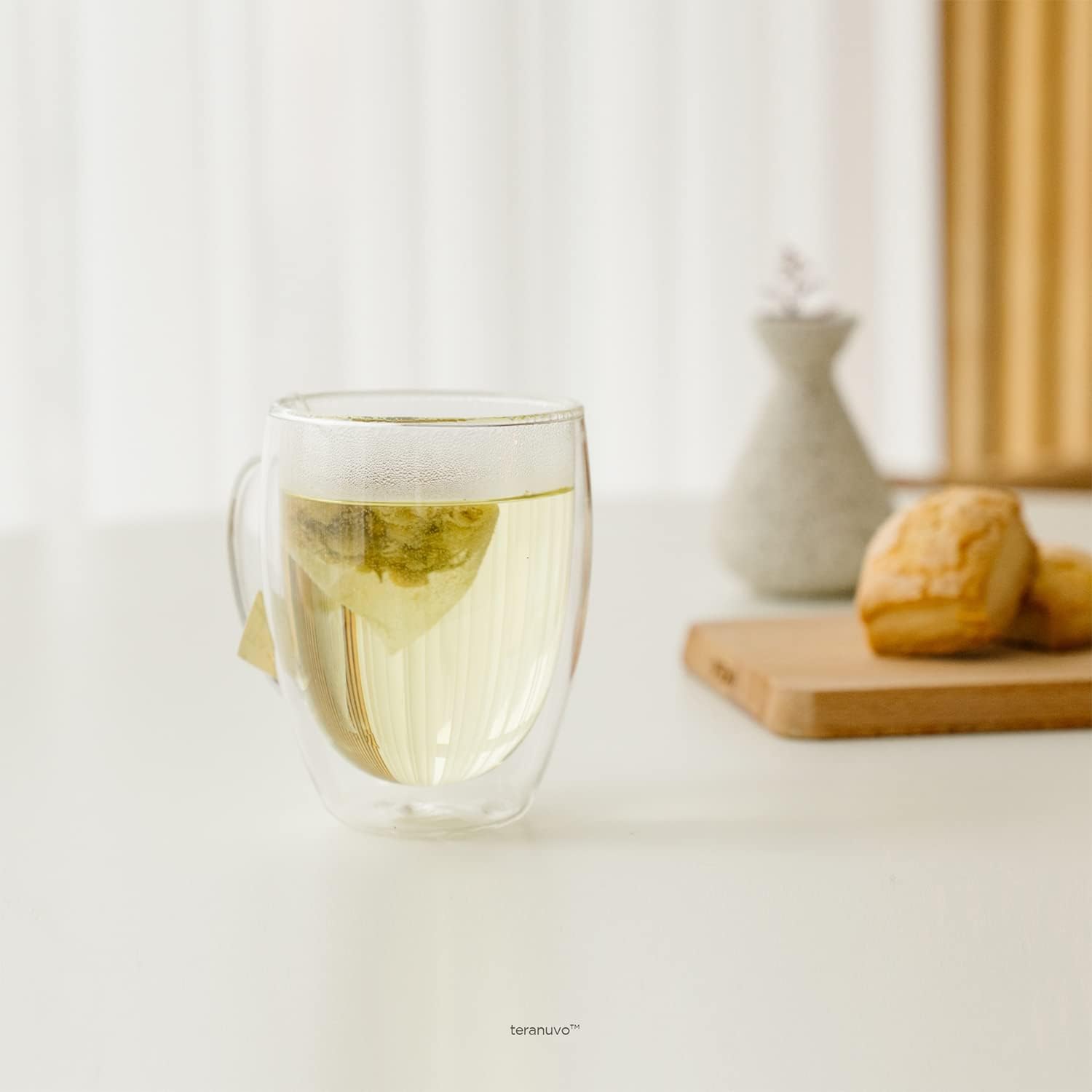 TERANUVO Double Walled Glass Cups, 2 Pack, 12oz, Glass Coffee Cups, Insulated Layer Coffee Mugs, Microwave & Oven Safe, BPA Free, Lightweight - Pefect for Wine, Tea, Latte, Espresso