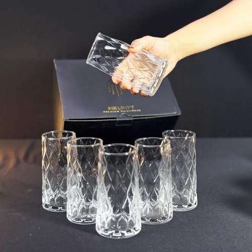 Image of Melbify Leaf Beer Glass | Set of 6 | 350 ml | Long | Fancy | Tall Beer Glass | Unique Glass | Exclusive Beer Glass