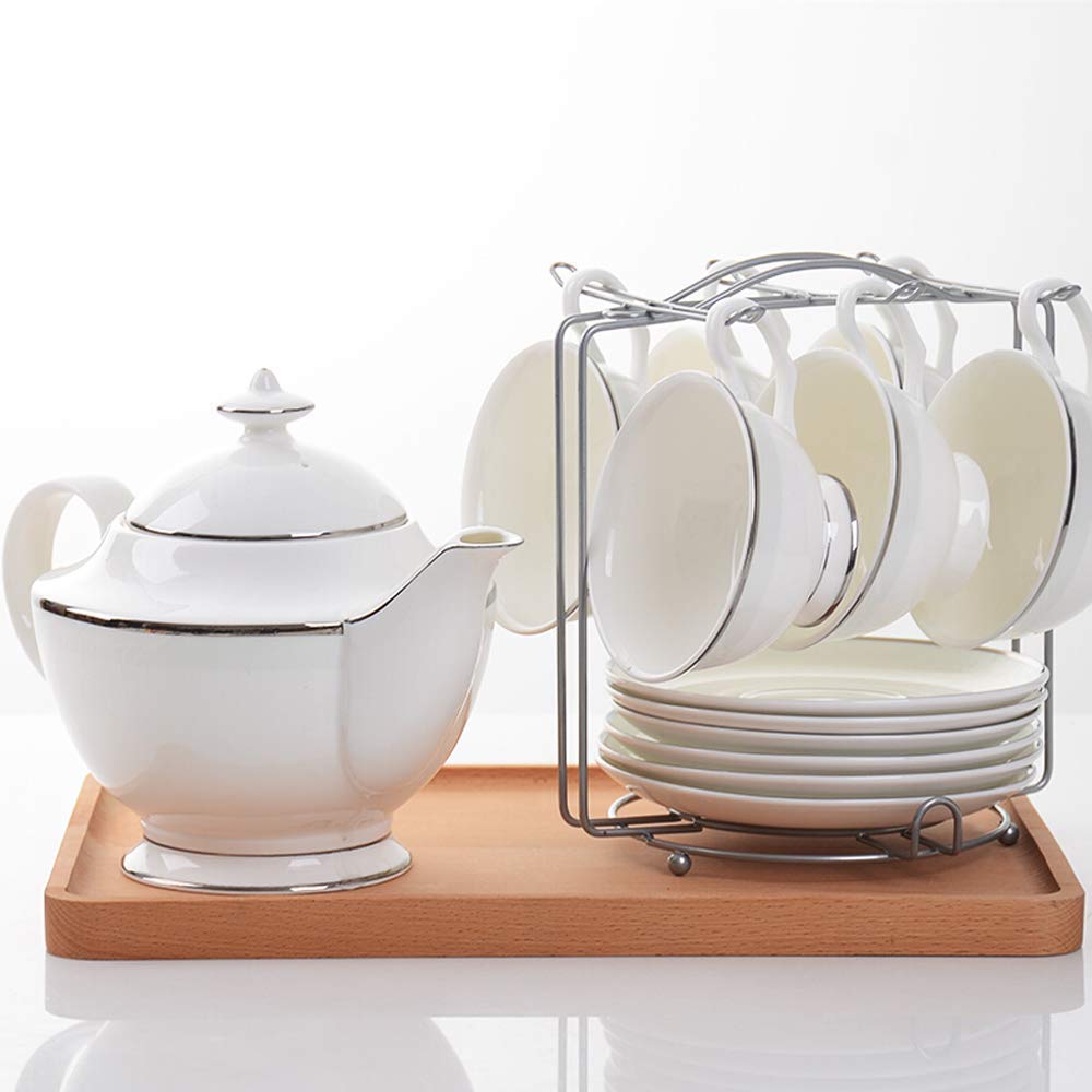 Ceramiczny Czajniczek I Filiżanki Do Herbaty/Kawy, Zestaw Do Herbaty Z Porcelany Kostnej Royal Family 225 Ml, Filiżanki I Spodek, Łyżeczka, Zestaw 6 Sztuk