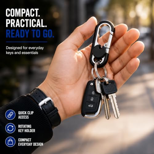 Image of Storite Heavy Duty Metal Carabiner Keychain with Swivel Key Ring, Premium Key Holder for Car, Home & Office Keys