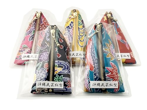 うちなーむん 琉球民芸 紅型 三線 爪入れ 小物入れ ×1個 (柄をお選びする事は出来ません)+ シール