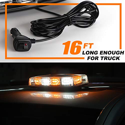 Vkgat 30 Led Roof Top Strobe Lights, Emergency Hazard Warning Safety Flashing Strobe Light Bar For Truck Car , Waterproof And Magnetic Mount 12-24V (Amber/White) #TOP2