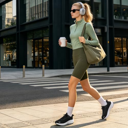 Image of Women's Slip On Walking Shoes Wide Cushion Running Tennis Shoes with Arch Support Insole, Non Slip Sole for Nursing Workout Gym Athletic Fashion Sneakers 6-12