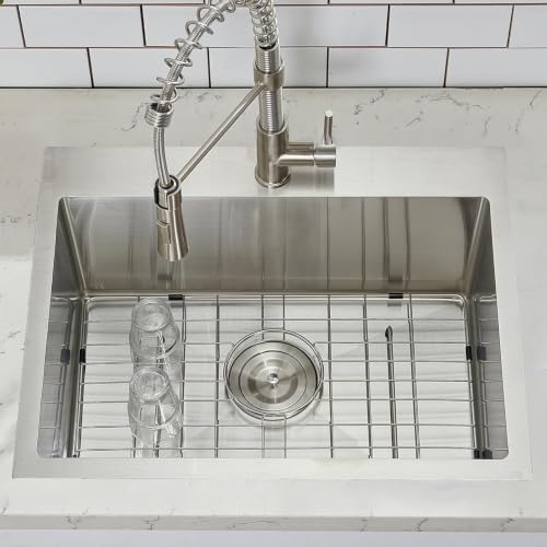 Image of 25 x 22 Inch Drop In Kitchen Sink, Stainless Steel, Single Bowl