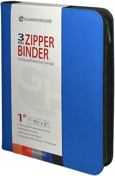 Guardhouse 3 Ring Zipper Binder for Storing Coins, Currency and Trading Cards in notepages (Grey), 668498
