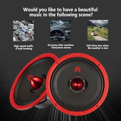 Image of MX65E1 Loudspeaker 6.5 Inch Midrange 400 Watts 6 Ohms Red Bullet, Premium Quality Audio Door Speakers for Car or Truck Stereo Sound System, Red (2 Speakers)
