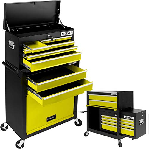 MASKO® Werkstattwagen inkl. Koffer - 9 Fächer Gelb ✓ Abschließbar ✓ Massives Metall | Mobiler Werkzeug-Wagen ohne Werkzeug | Profi Werkstatt-Wagen | Rollwagen zur Werkzeugaufbewahrung mit Schloss | 1 MASKO® Werkstattwagen inkl. Koffer - 9 Fächer Gelb ✓ Abschließbar ✓ Massives Metall | Mobiler Werkzeug-Wagen ohne Werkzeug | Profi Werkstatt-Wagen | Rollwagen zur Werkzeugaufbewahrung mit Schloss |