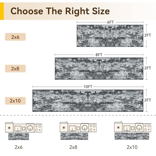 Washable Area Rugs 2'x8' Non-Slip Modern Abstract Soft for Living Room Entryway Bedroom Nursery, Print Pattern, Black Navy Blue Gray