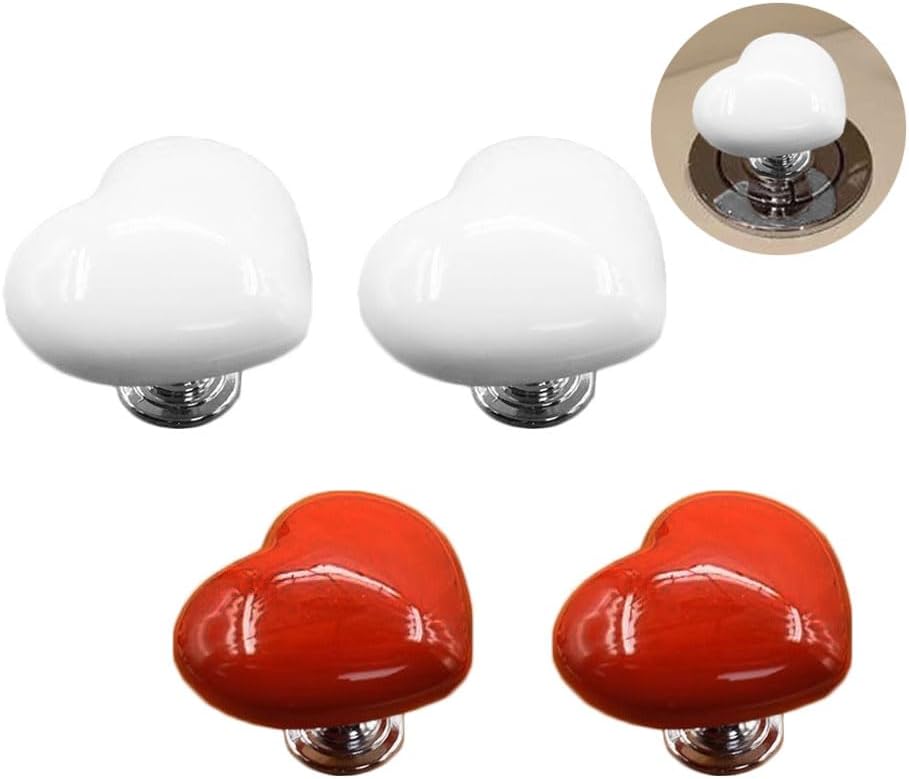 4 Pack Toilet Push Button Aid Replacement Sticker for Long Nails Protection, Heart-Shaped Button Extension Press Flush Knobs Sticker, Push Toilet Button Easily