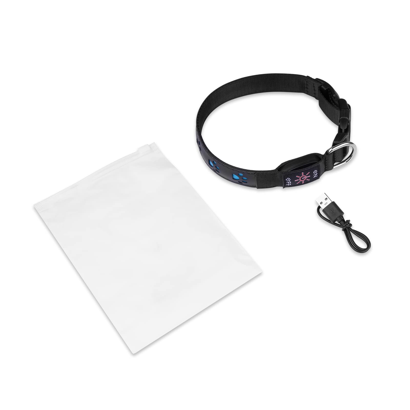 Świecąca obroża dla psa, ładowana przez USB obroża LED, wodoodporna obroża LED dla psa, 7 zmiany koloru, regulowana dla małych średnich i dużych psów (M)