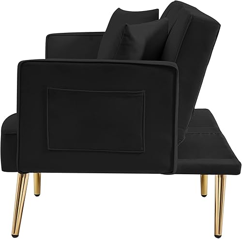 Miniatura 6 de Sofá cama, sofás cama y sofás  Sofá reclinable convertible de 59 pulgadas, moderno, ajustable, de terciopelo, futón, sofás, cama para sala de estar,