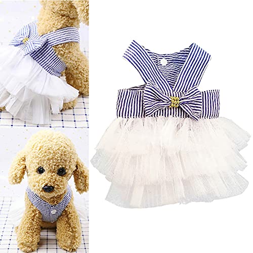 Dog T Shirts For Small Dogs Girl After Dresses Clothes Skirt Mesh Lace Stripe For Dog Bubble Princess Dress Dress Dresses Pet Fashion Dog Princess Puppy Dog Striped Dog Pet Clothes Pet Dog Sweater #TOP5